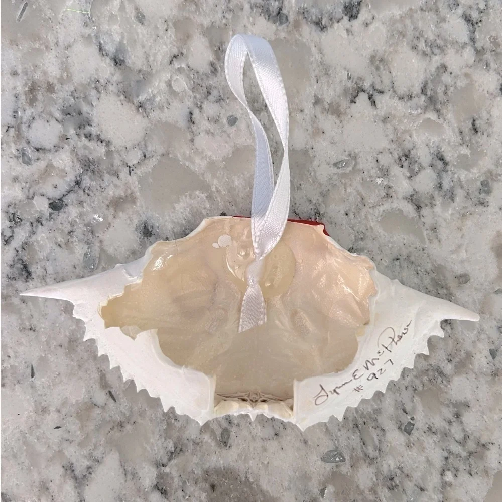 Handpainted Santa Crab Shell Holiday Ornament